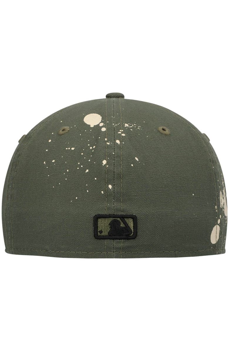 New Era Men's New Era Olive Miami Marlins Splatter 59FIFTY Fitted Hat, Alternate, color, 