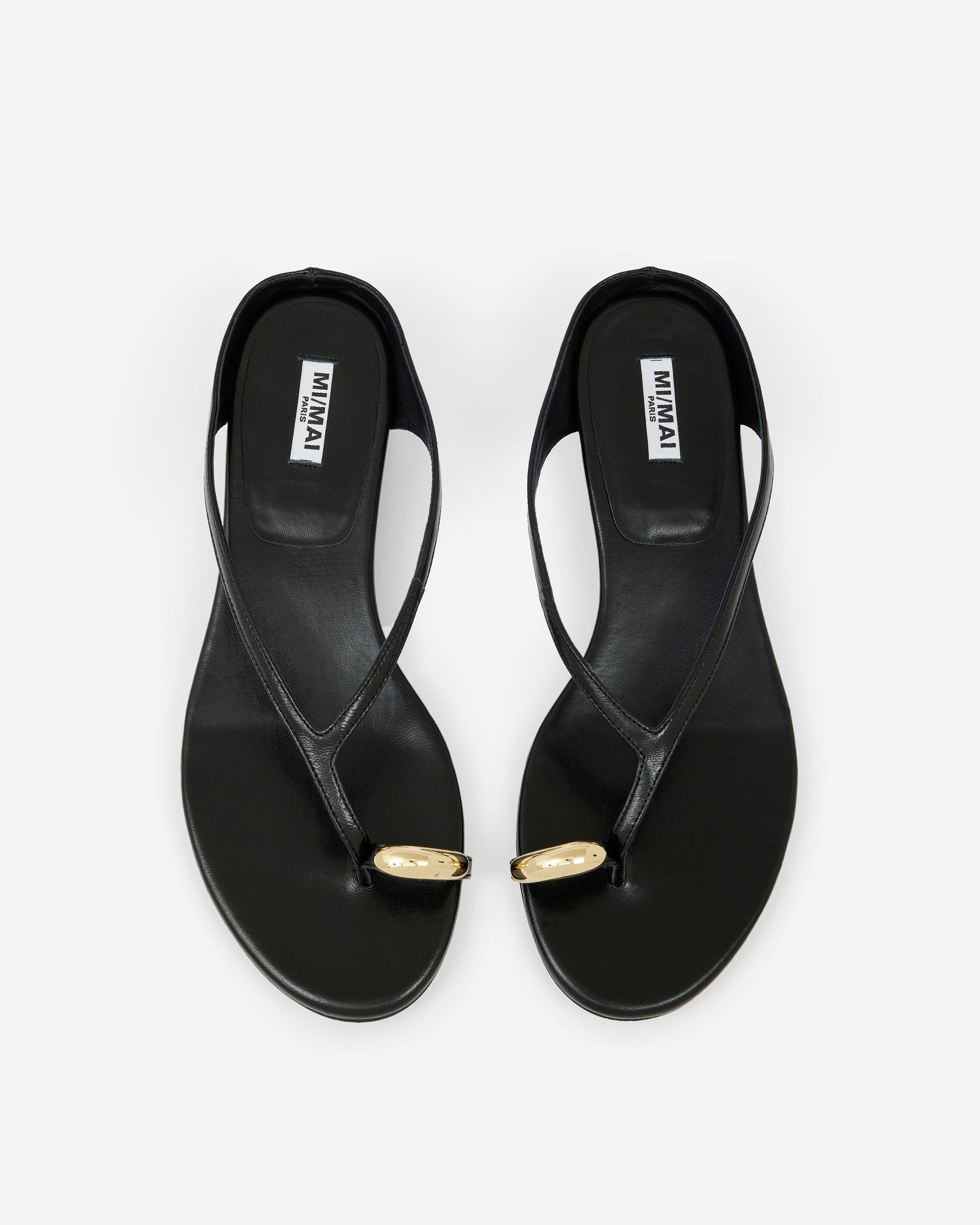 MI/MAI Juno Jewel Detail Flat Sandals, Alternate, color, Black