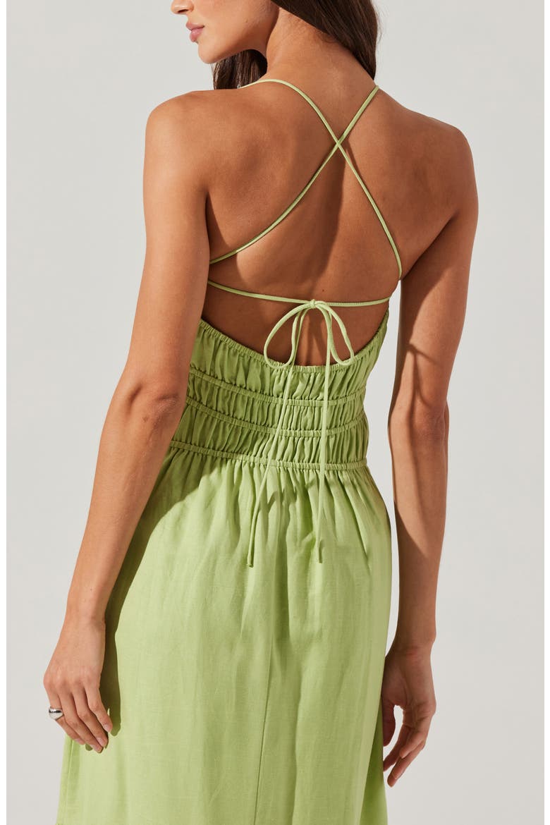 Eleni Tiered Linen & Cotton Midi Dress, Alternate, color, SPRING GREEN