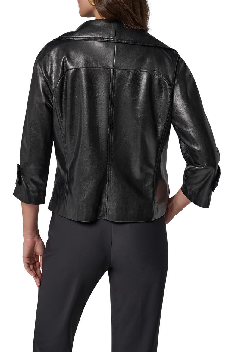 Faux Leather Blazer, Alternate, color, BLACK