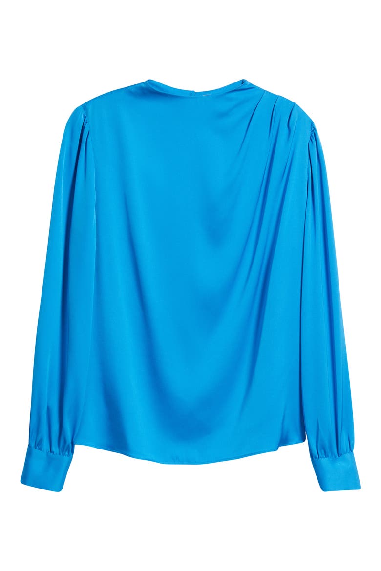 The Tien Draped Stretch Silk Top, Alternate, color, COSMIC BLUE