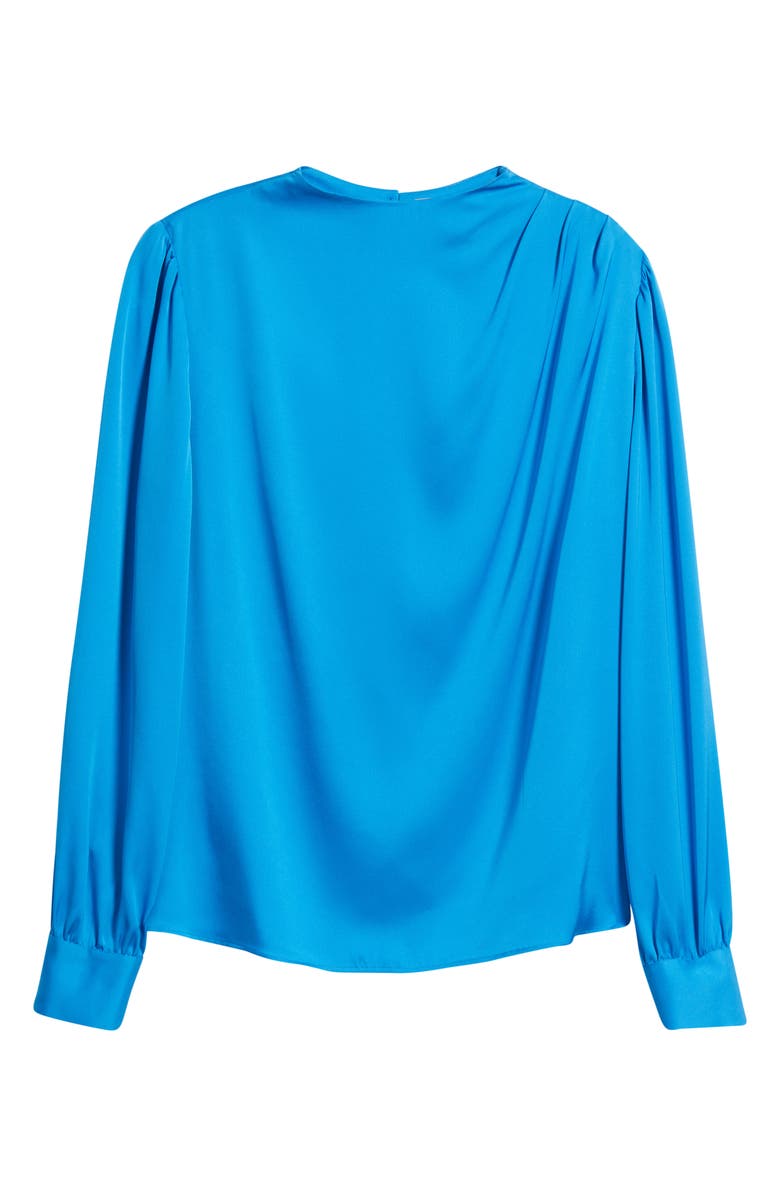 Elie Tahari The Tien Draped Stretch Silk Top, Main, color, Cosmic Blue