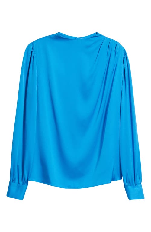 Elie Tahari The Tien Draped Stretch Silk Top In Blue