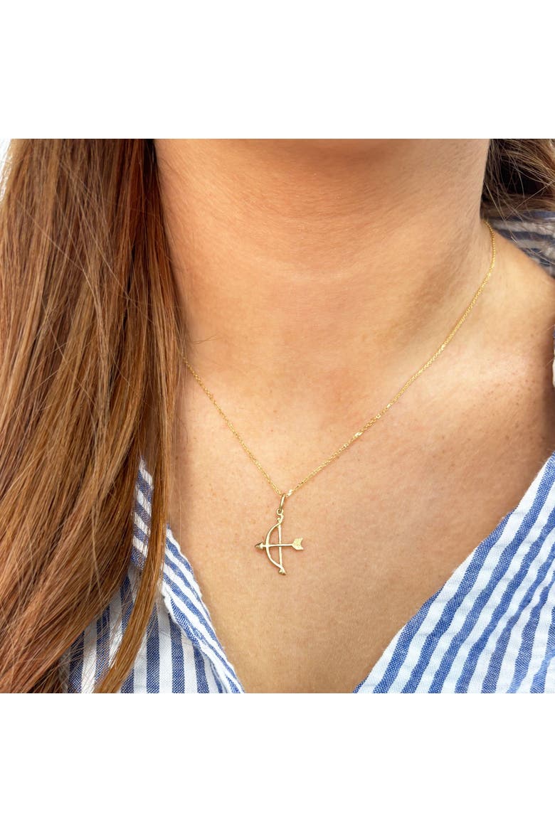 Mini Gold Bow and Arrow Charm, Alternate, color, Yellow Gold