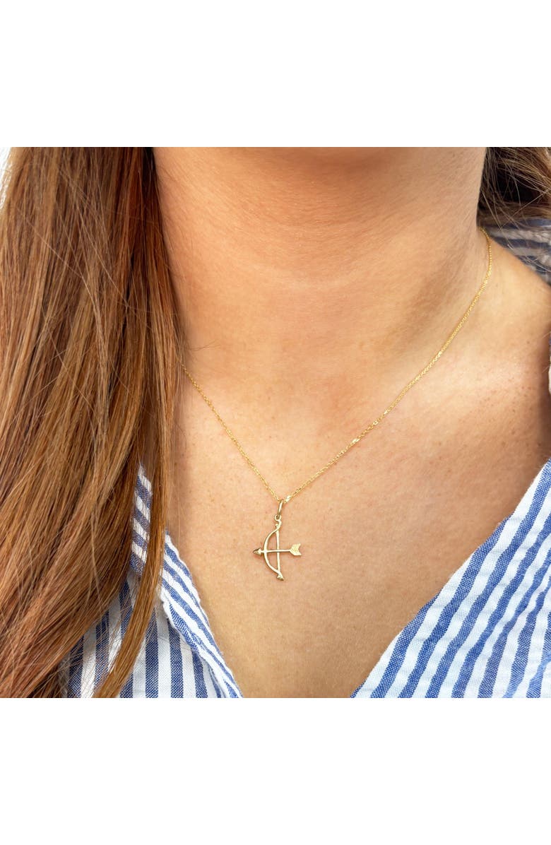 The Lovery Fine Jewelry Mini Gold Bow and Arrow Charm, Alternate, color, Yellow Gold