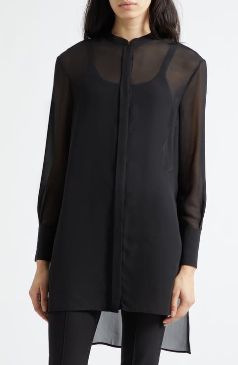 Black Techno Sheer Georgette Tunic