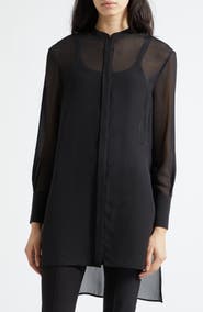 Emporio Armani Black Techno Sheer Georgette Tunic
