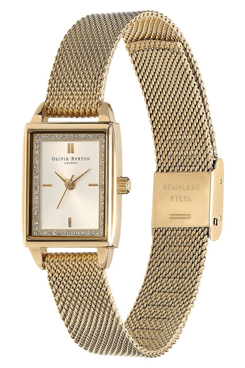 Classics Rectangular Mesh Strap Watch, 20mm, Alternate, color, GOLD