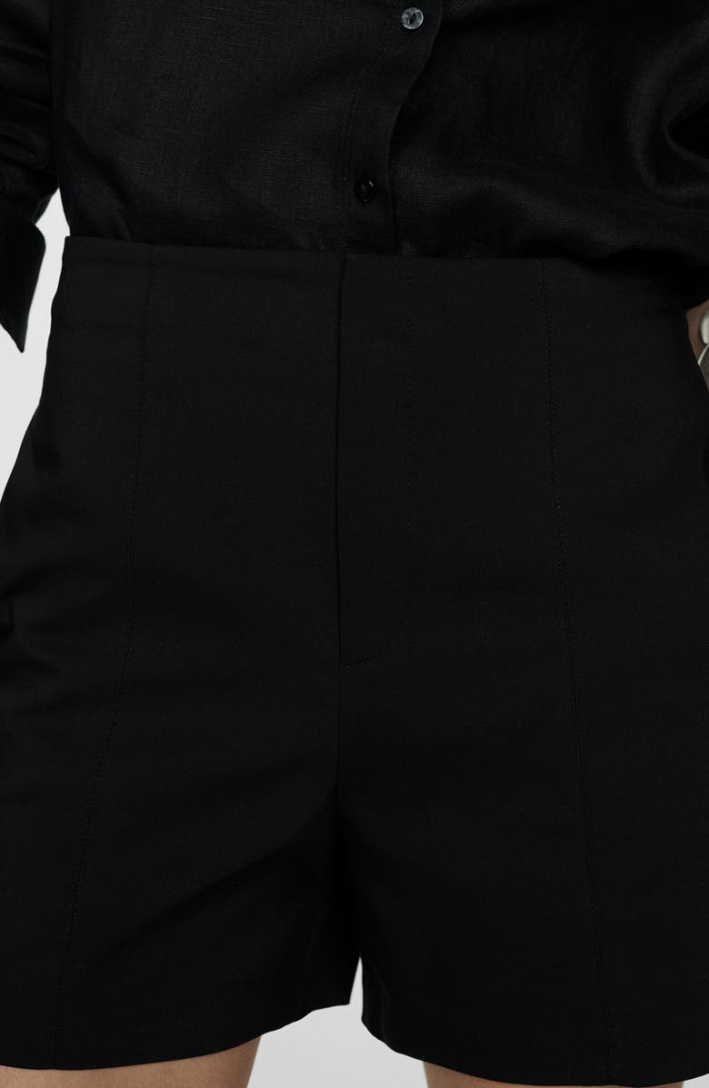 MANGO Seamed High Waist Straight Leg Twill Shorts, Alternate, color, 