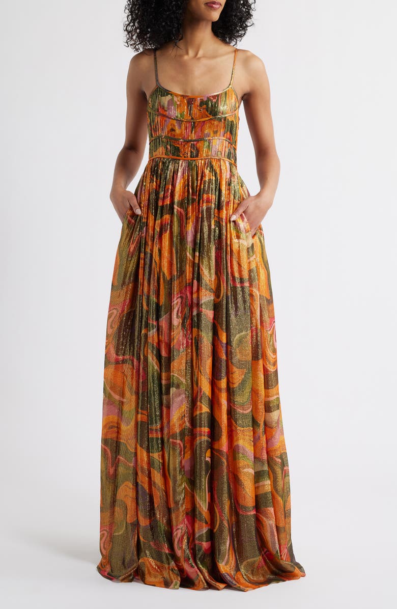 Sani Leela Metallic Gown, Main, color, Desert Mirage