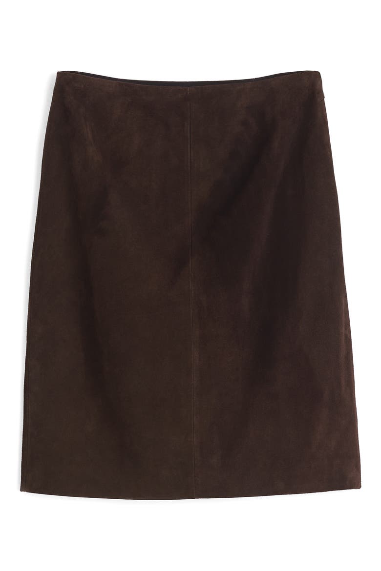 Suede Column Skirt, Alternate, color, DARK CAROB
