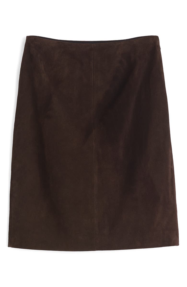 Madewell Suede Column Skirt, Alternate, color, Dark Carob