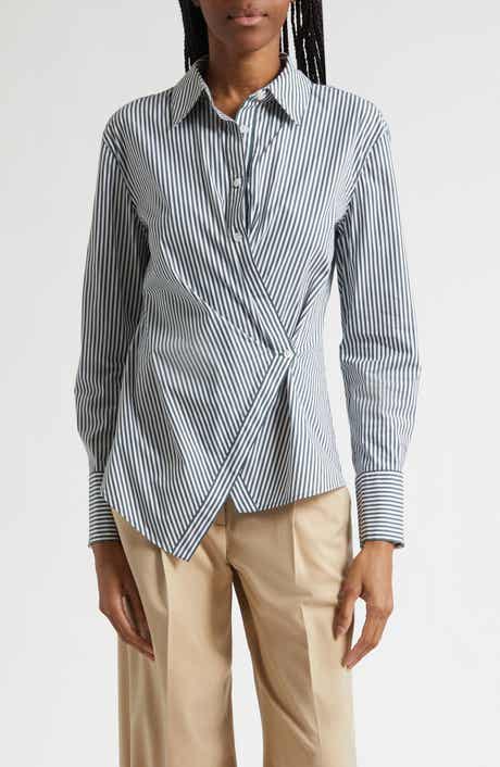 Perezzi Stripe Asymmetric Button-Up Shirt