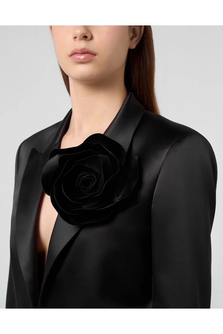 Satin Bolero Flower Women, Alternate, color, black