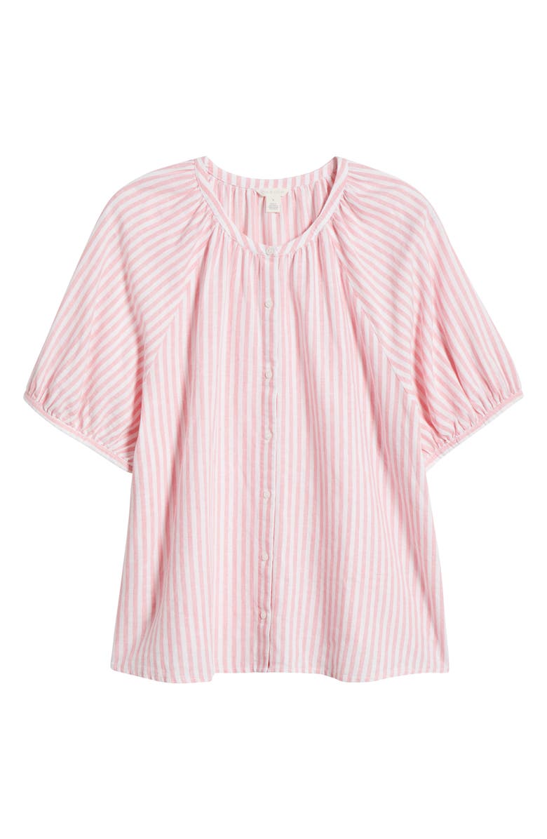 Caslon<sup>®</sup> Stripe Linen Blend Puff Sleeve Top, Alternate, color, Pink- White Brianne Stripe