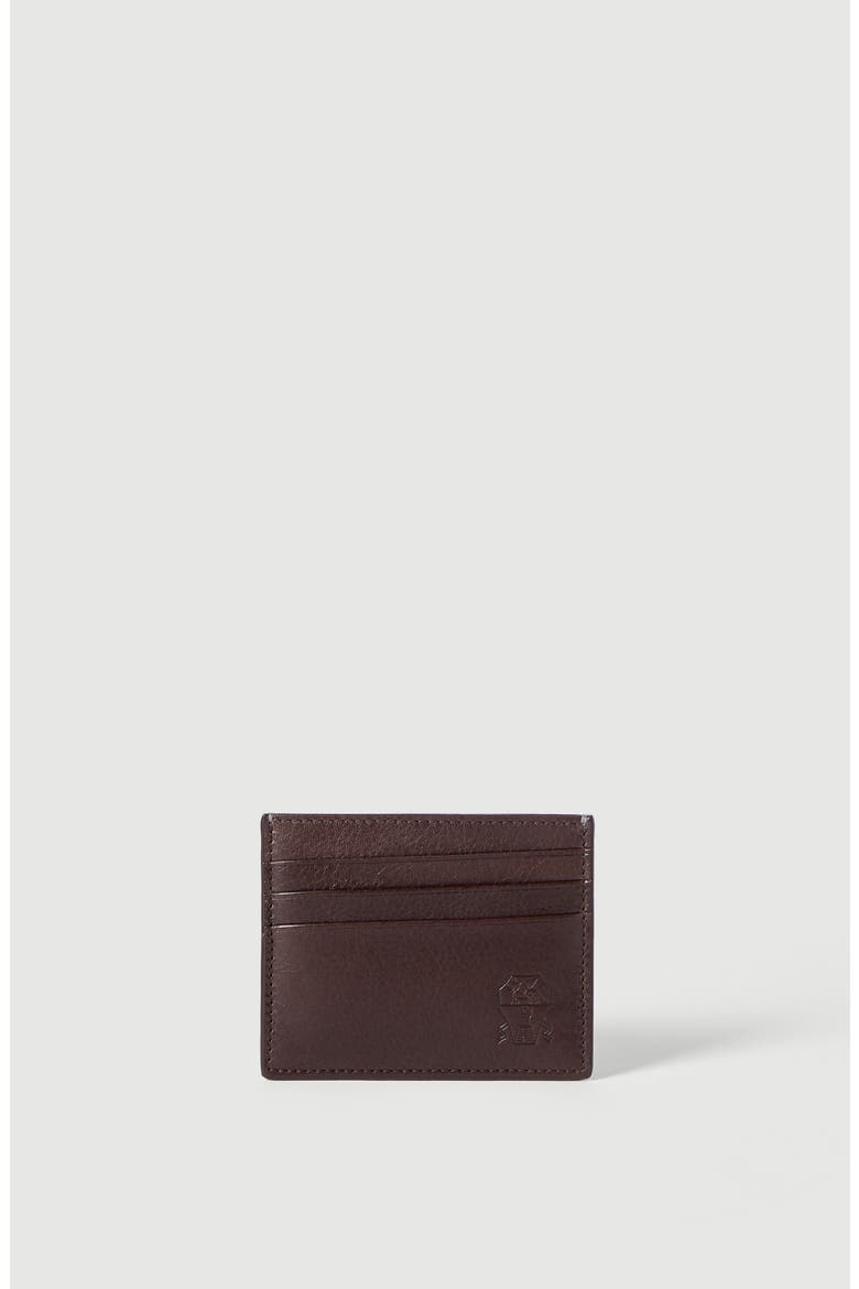 Brushed leather card holder, Main, color, Brown