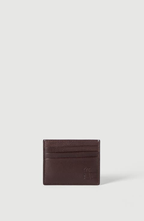 Brushed leather card holder
