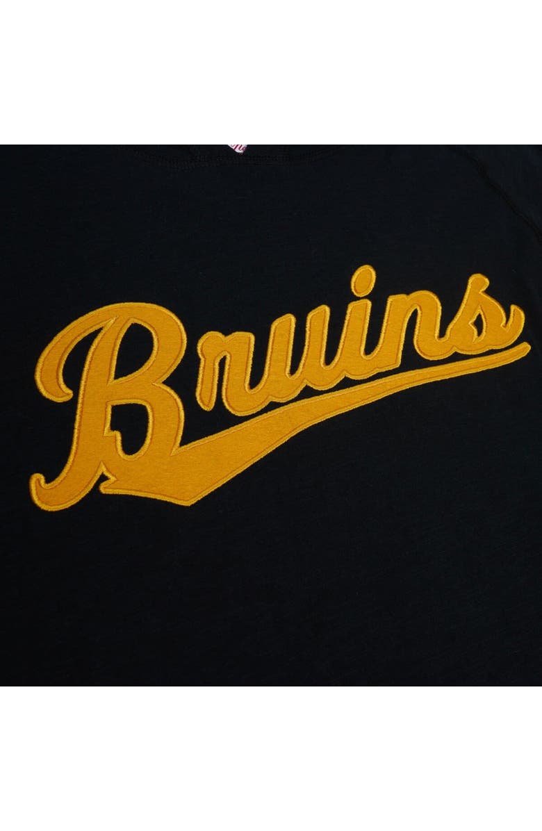 Mitchell & Ness Men's Mitchell & Ness Black Boston Bruins 100th Anniversary Legendary Raglan Pullover Hoodie, Alternate, color, 