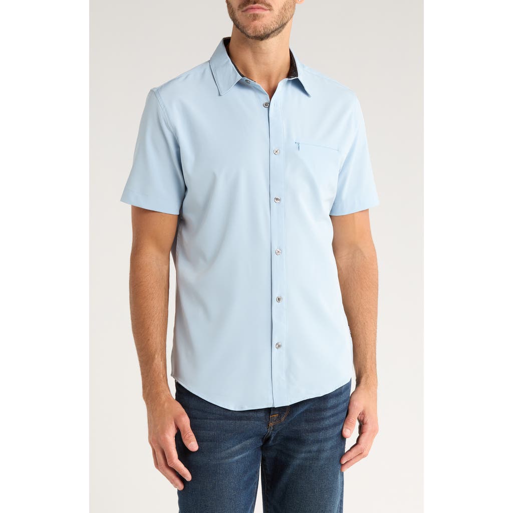 Dkny Sportswear Lenox Short Sleeve Button-up Shirt In Blue