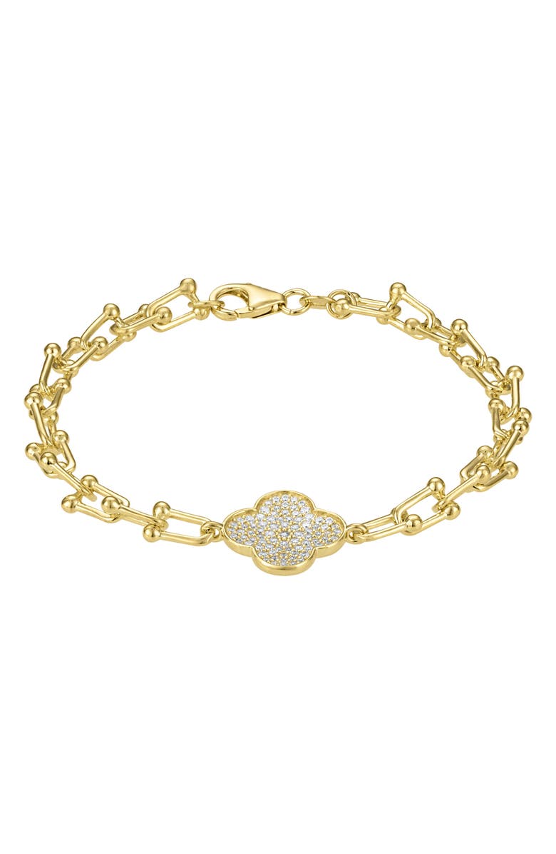 FZN CZ Pavé Clover Bracelet, Main, color, Gold