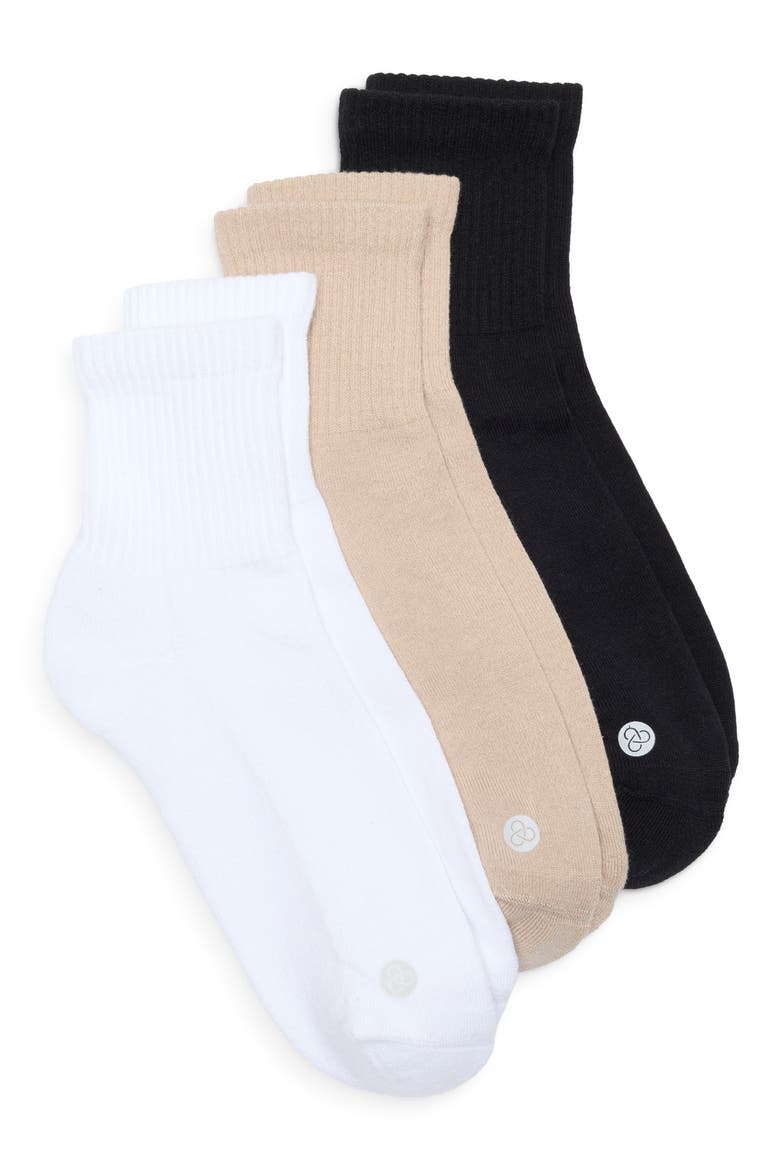 Assorted 3-Pack Half Crew Socks, Main, color, TAN THREAD