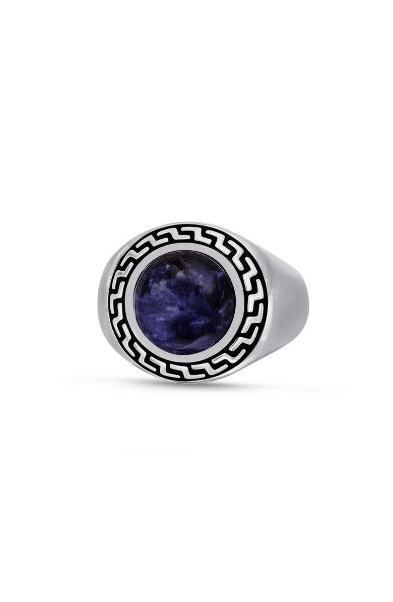 LuvMyJewelry Dark Blue Sodalite Sterling Silver Signet Men Ring, Main, color,