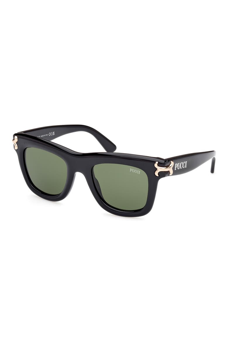 50mm Square Sunglasses54mm Square Sunglasses, Alternate, color, SHINY BLACK / GREEN