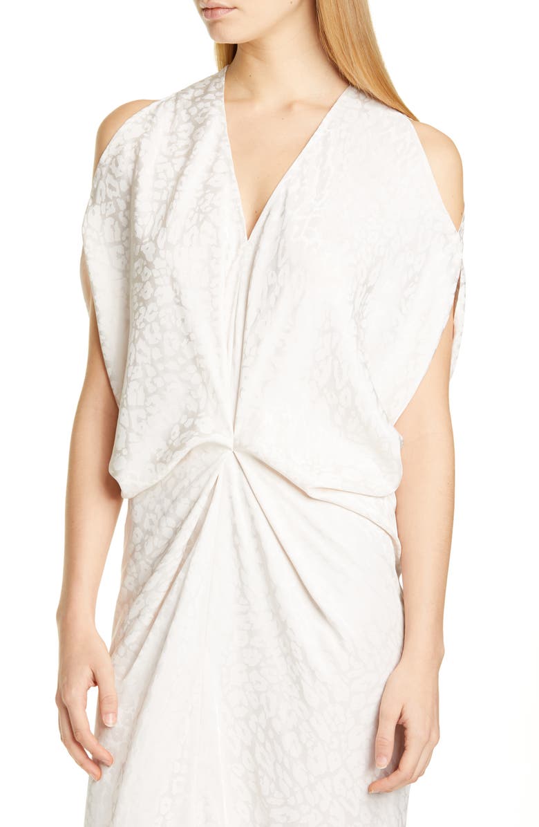 Zero + Maria Cornejo Miu Cold Shoulder Cheetah Jacquard Maxi Dress, Alternate, color, 