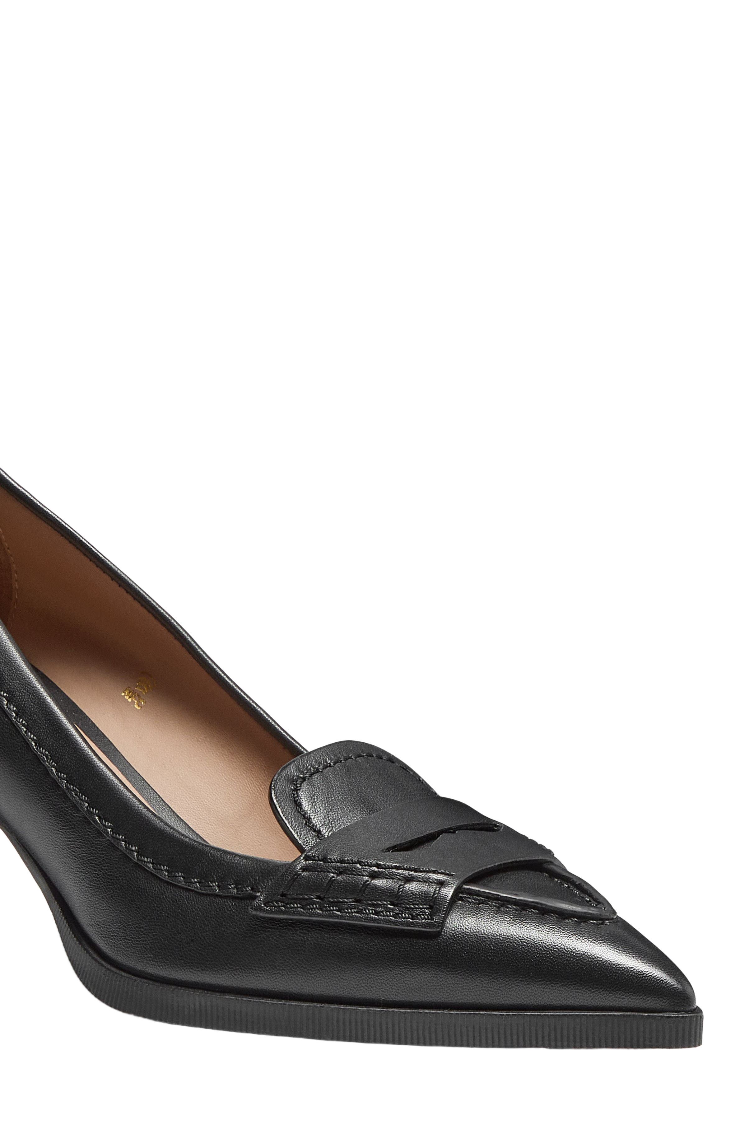 Santoni Women's  leather mid-heel pump, Alternate, color, Black