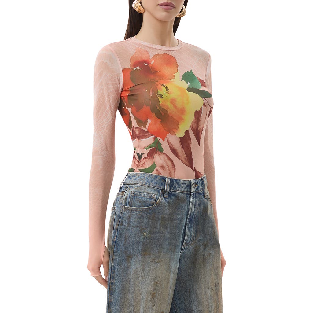 AFRM AFRM KAYLEE PRINTED LONG SLEEVE MESH TOP
