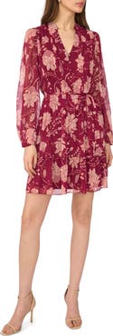 Halogen® Pleated Long Sleeve Dress