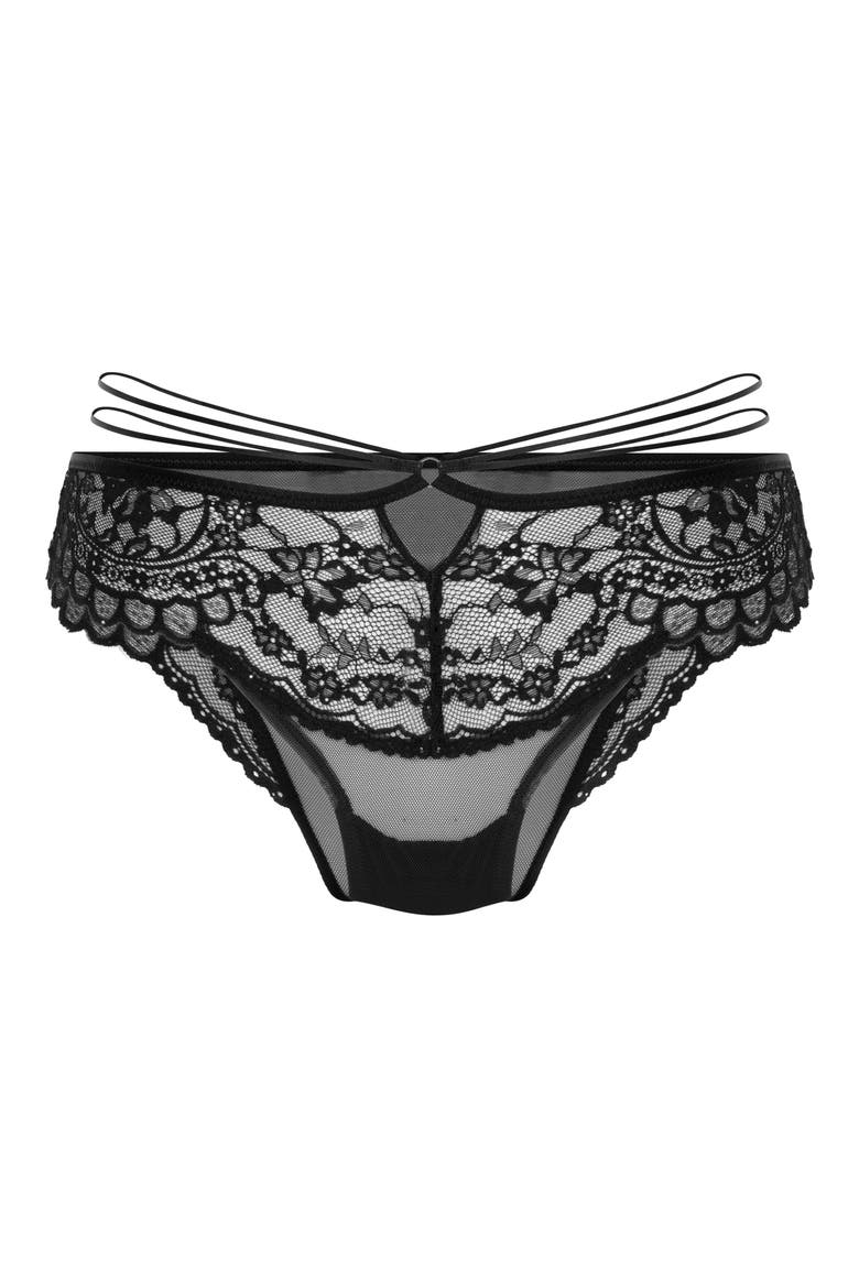 Sabrina Lace Brazilian Panties, Alternate, color, CAVIAR