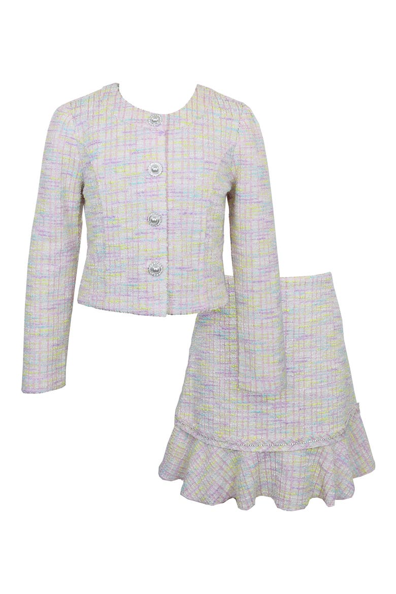 Kid's Bouclé Jacket & Skirt Set, Main, color, PINK/ LILAC