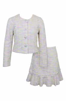 Zunie Kid's Bouclé Jacket & Skirt Set