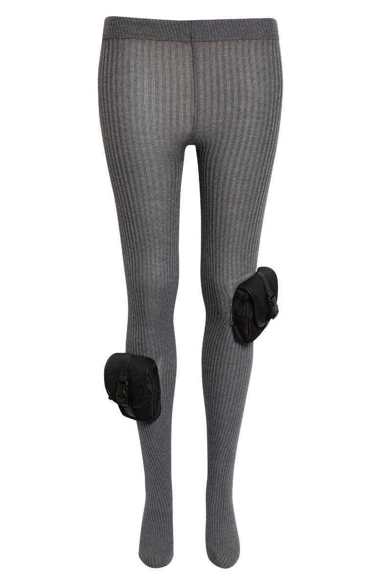 Coperni Wool Rib Cargo Tights, Main, color, Grey