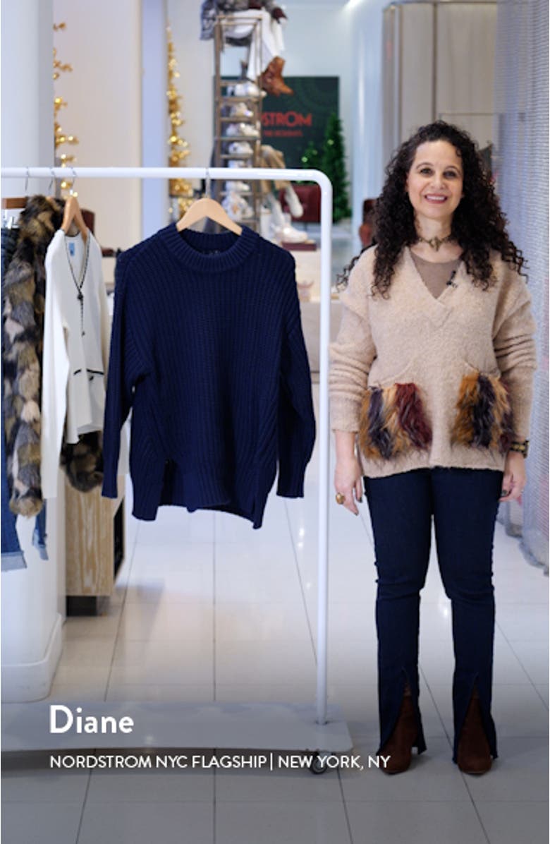 Helene Side Vent Crewneck Cotton Sweater, sales video thumbnail