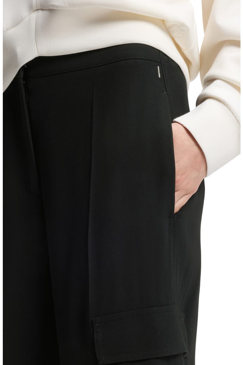Tianamia Wide Leg Crepe Cargo Pants, Alternate, color, BLACK