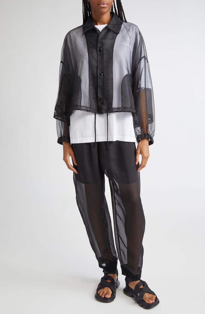 Undercover Logo Embroidered Organdy Coach's Jacket, Alternate, color, Black