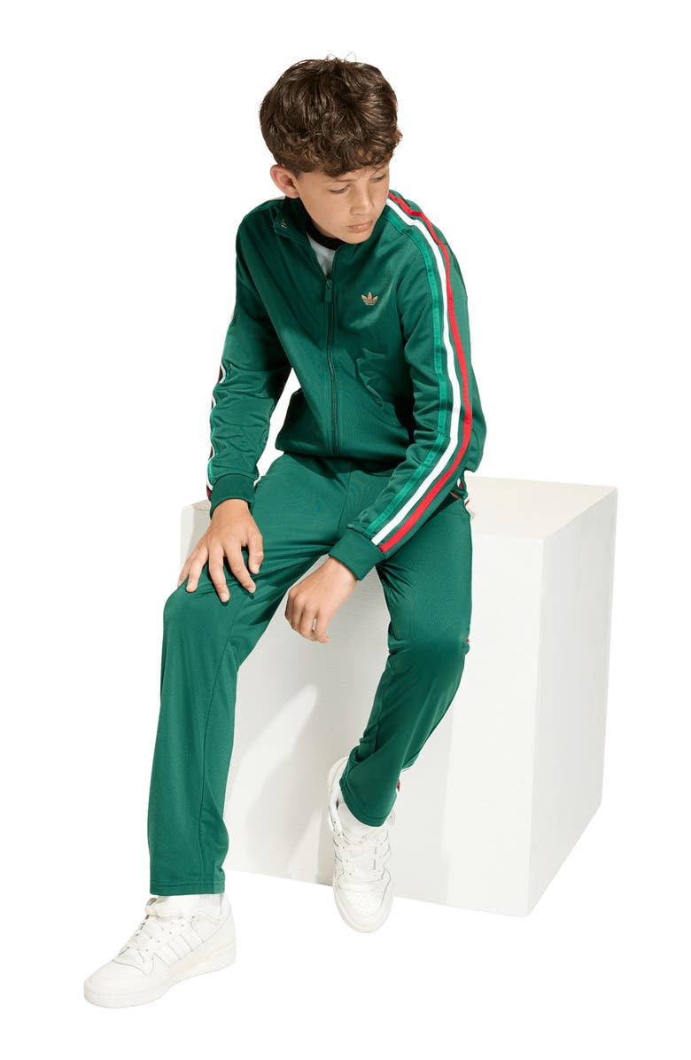 adidas Originals Kids' Firebird Recycled Polyester Track Pants, Alternate, color, Team Dark Green/Dark Football Gold