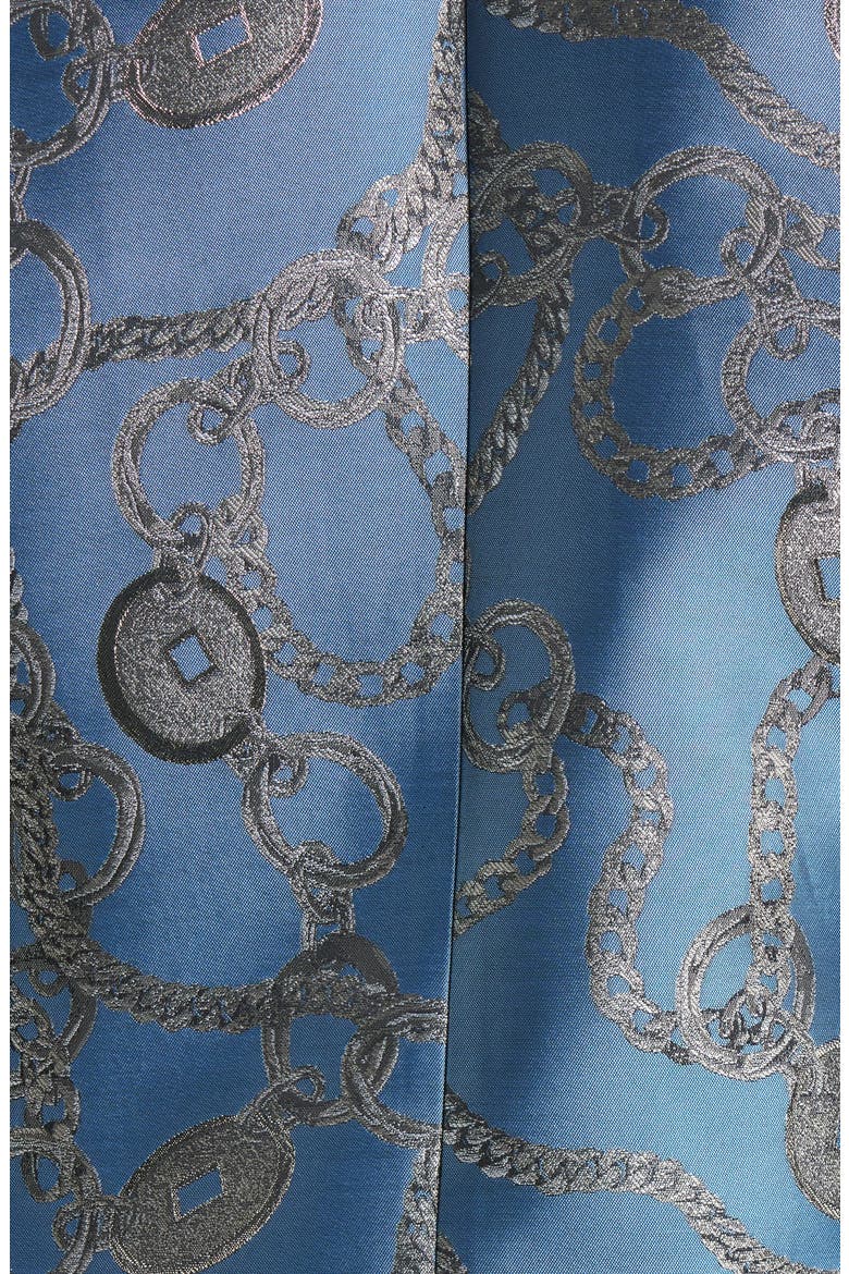 Sheila Structured Satin Blazer, Alternate, color, BLUE HORIZON/ SILVER GOOD LUCK