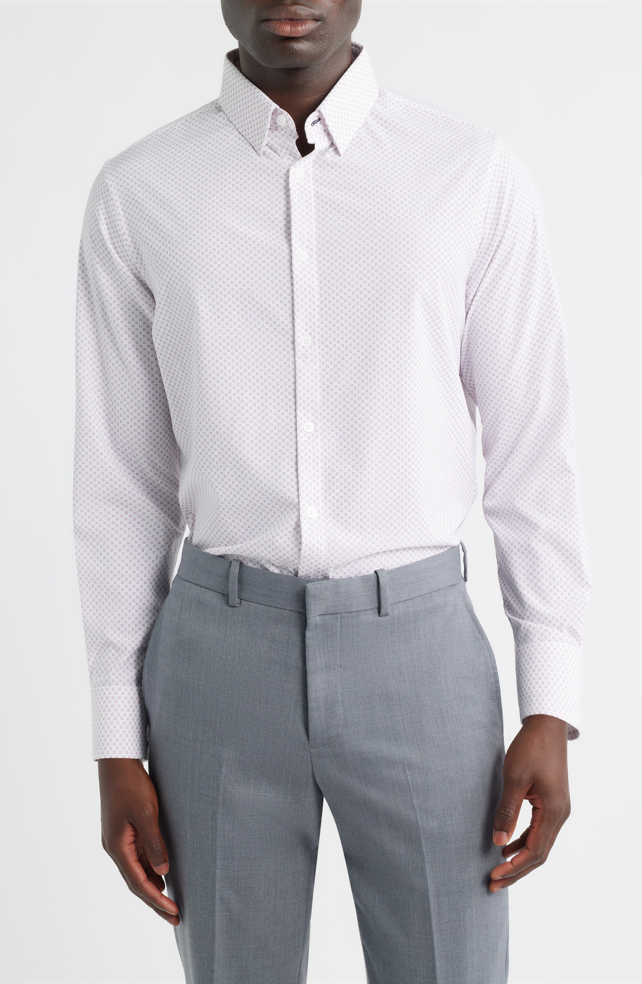 Leeward Trim Fit Dot Performance Button-Up Shirt