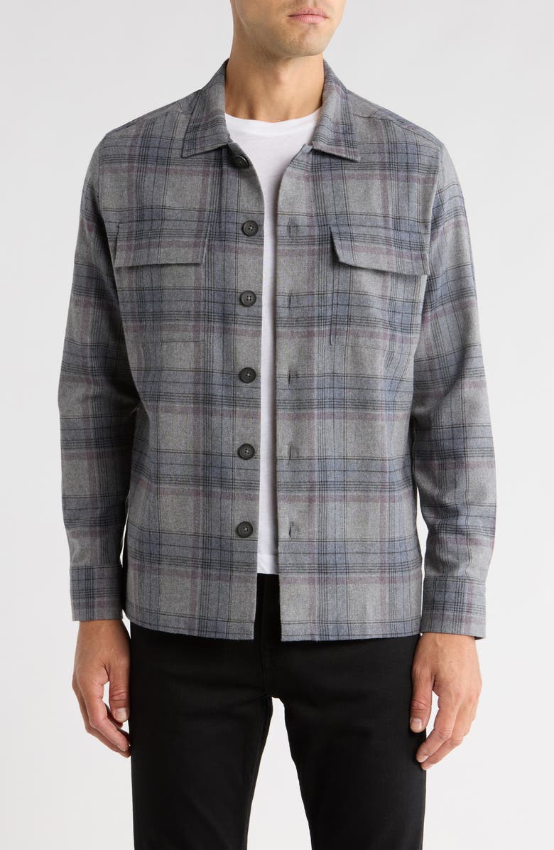 Robert Barakett Maverick Plaid Button-Up Shirt, Main, color, Smoke
