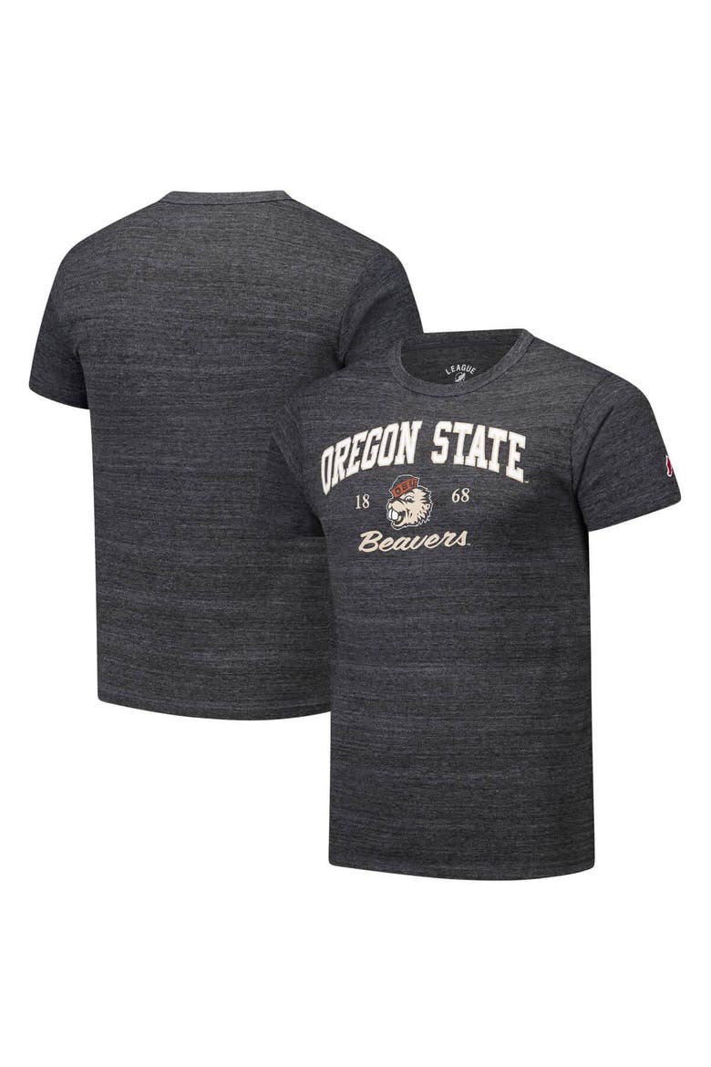 Men's League Collegiate Wear Charcoal Oregon State Beavers Arch Script Victory Falls Tri-Blend T-Shirt, Main, color, Charcoal