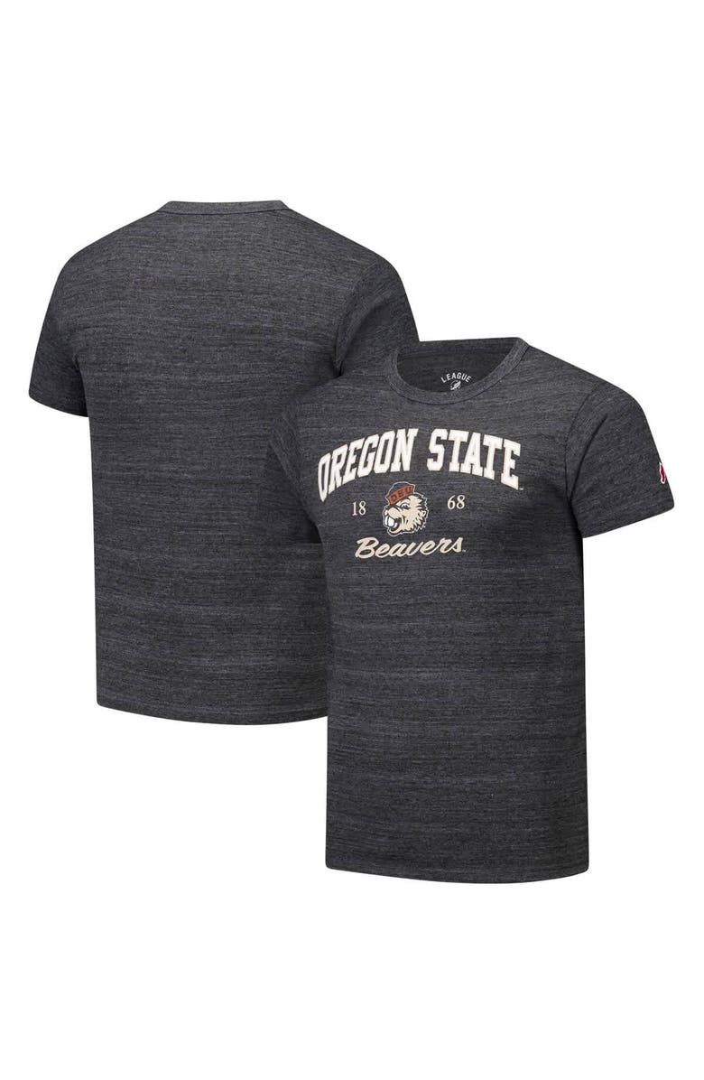 LEAGUE COLLEGIATE WEAR Men's League Collegiate Wear Charcoal Oregon State Beavers Arch Script Victory Falls Tri-Blend T-Shirt, Main, color, Charcoal