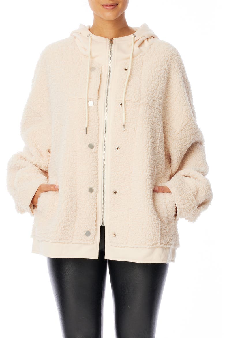 Indie Faux Shearling Hooded Jacket, Main, color, CRME AND