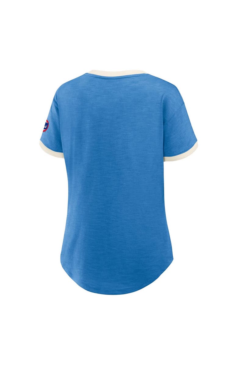 FANATICS Women's Fanatics Royal Chicago Cubs Relaxed Fit Vintage Play​ Slub V-Neck Fashion Top, Alternate, color, Royal