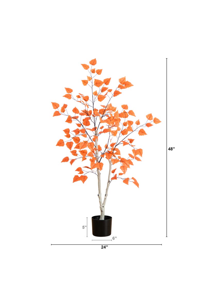 4-ft Autumn Paper Birch Artificial Fall Tree, Alternate, color, Orange