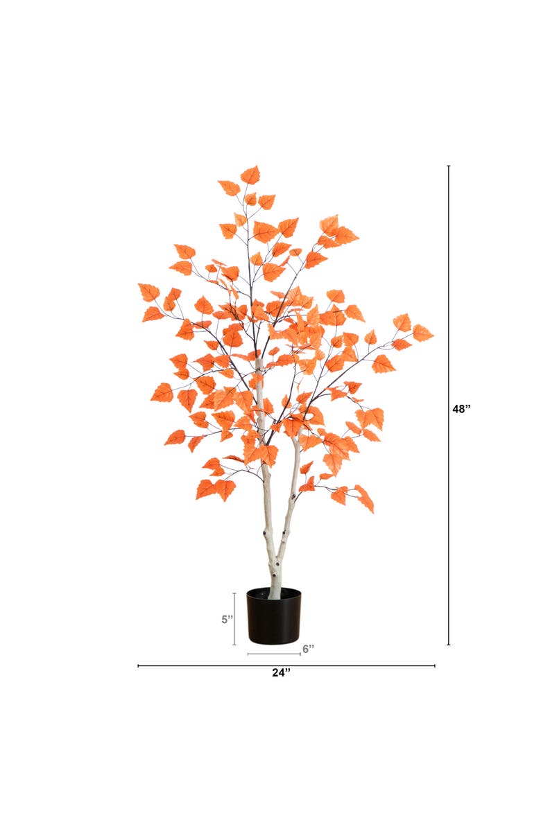NEARLY NATURAL 4-ft Autumn Paper Birch Artificial Fall Tree, Alternate, color, Orange