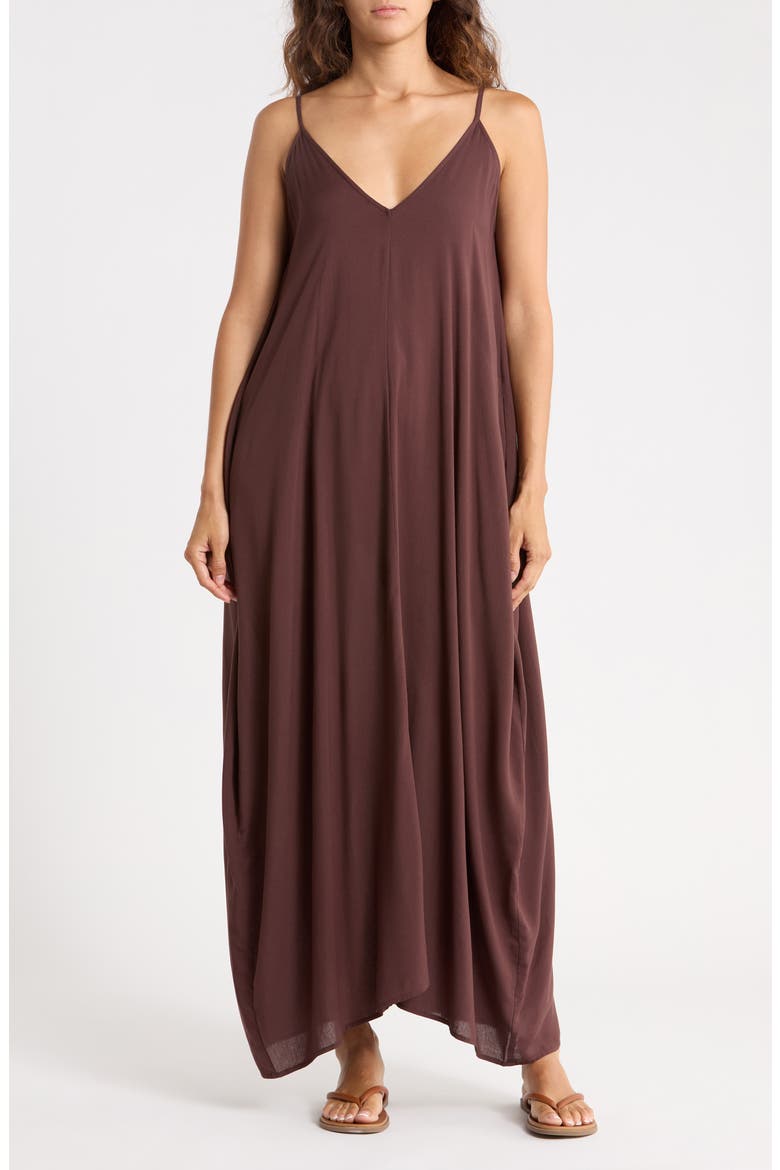 Maxi Cover-Up Dress, Main, color, CHOCOLATE