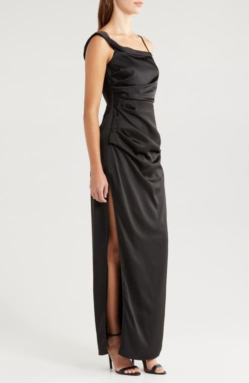 Lulus Ruched Column Gown In Black